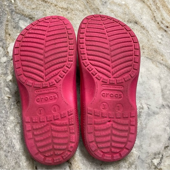 Crocs Pink BAYA FLIP Flip-Flops Girls Size J1 - Picture 8 of 10